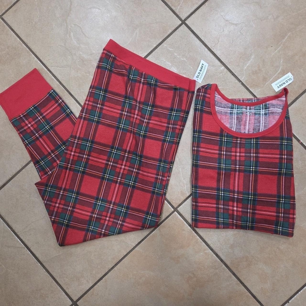 Old Navy Waffle Thermal plaid knit pajama set size 4X